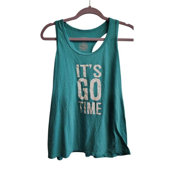 DANSKIN NOW Women's "IT'S GO TIME" Teal Razorback Tank Top Size XL - Picture 1 of 6